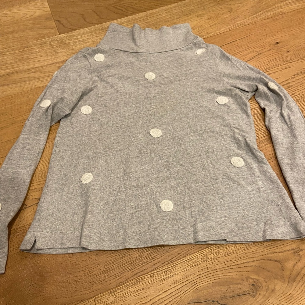 LOFT Heather Gray Knit Polka Dot Sweater Size XS